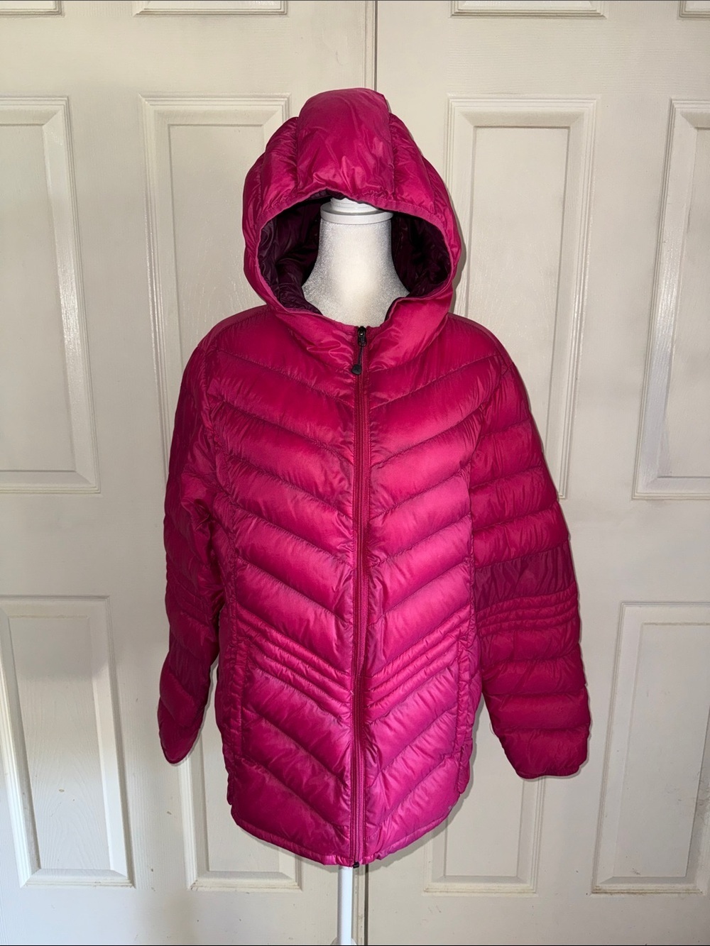 Xersion Fuchsia Packable Premium Down Hooded Puffer Coat